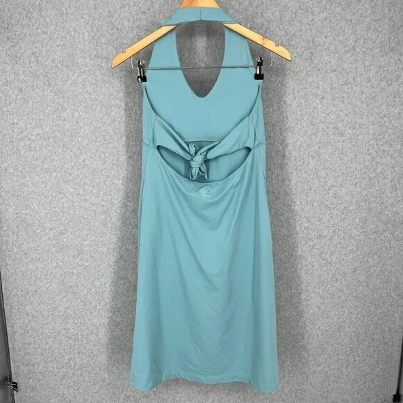 Patagonia Womens Athletic Morning Glory Dress Size M Blue Tie Back Halter Active - Picture 2 of 12